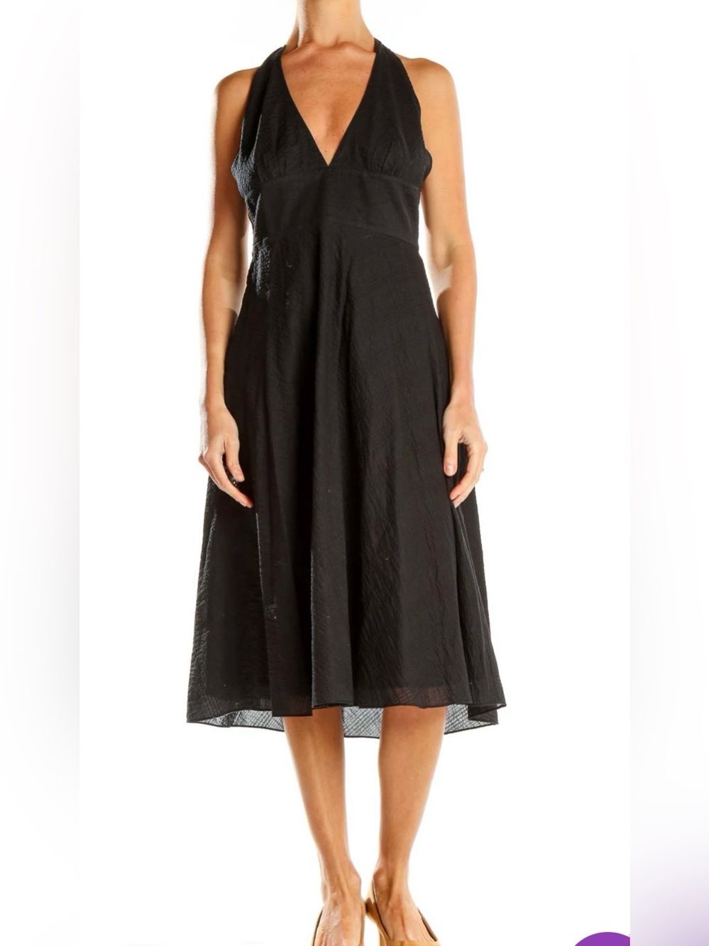 J. Crew Black Halter V-Neck Midi Dress
